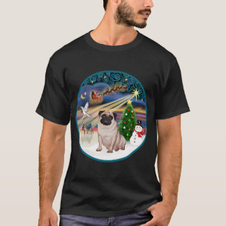 T-shirt Magie de Noël avec un pug fauve (B)