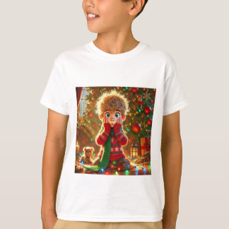 T-shirt Magie de Noël du garçon surpris - T-Shi Festif pou