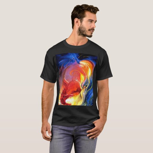 T-shirt Magie du feu de dragon de sorcier de magicien de (Devant entier)