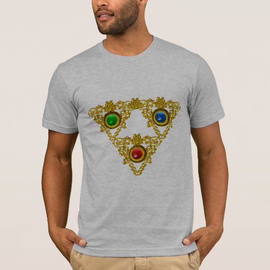 T-SHIRT MAGIQUE ELFIC TALISMAN /GOLD TRIANGLE AVEC GEMSTON (Devant)
