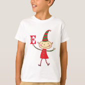 T-shirt Magique Mignonne Noël Elf Monogramme Fête des enfa (Devant)