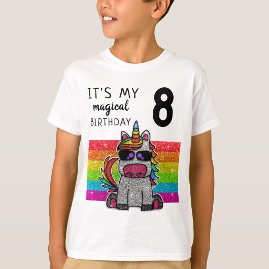 T-shirt Magique Rainbow Unicorn Parties scintillant Whimsi (Devant)