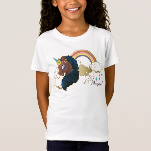 T-Shirt Magique Unicorn Arc en ciel et nuages Design (Devant)