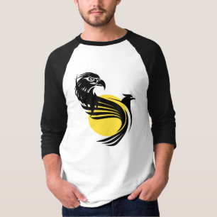 T-shirt Magnifique aigle noir avec graphique soleil raglan