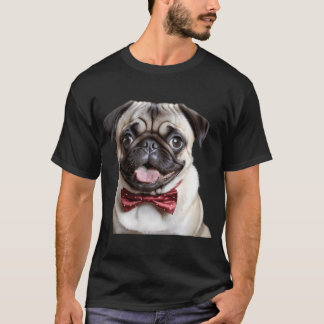 T-shirt Magnifique Carlin avec cravate, faisant les yeux d