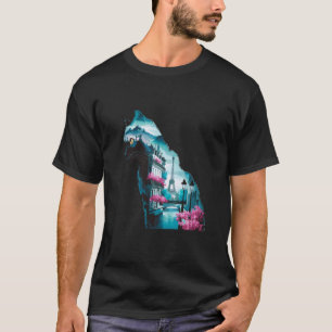 T-shirt Magnifique Chat Paris Paysage Silhouette Artwork F