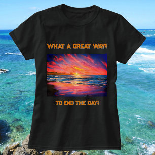 T-shirt Magnifique coucher de soleil sur la plage Peinture