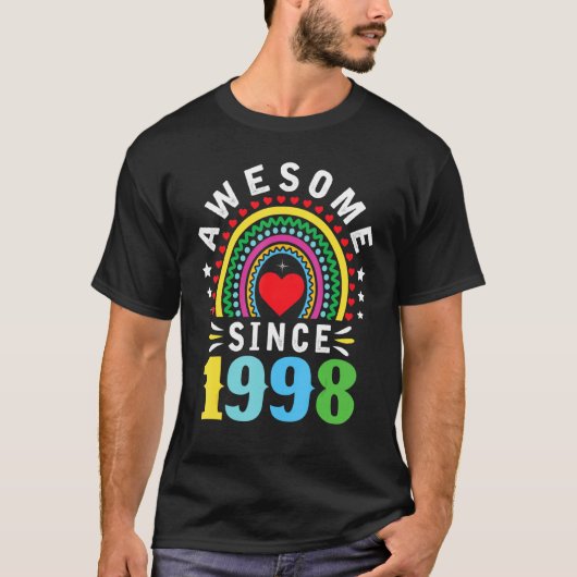 T-shirt Magnifique depuis 1998 24e anniversaire Rainbow Né (Devant)
