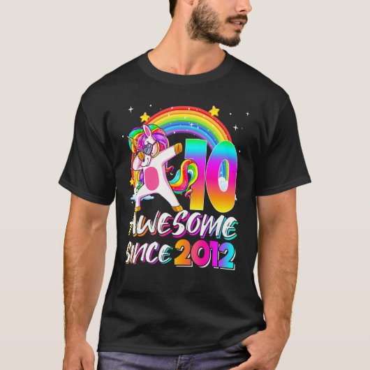 T-shirt Magnifique depuis 2012 Dabbing Unicorn 10e anniver (Devant)