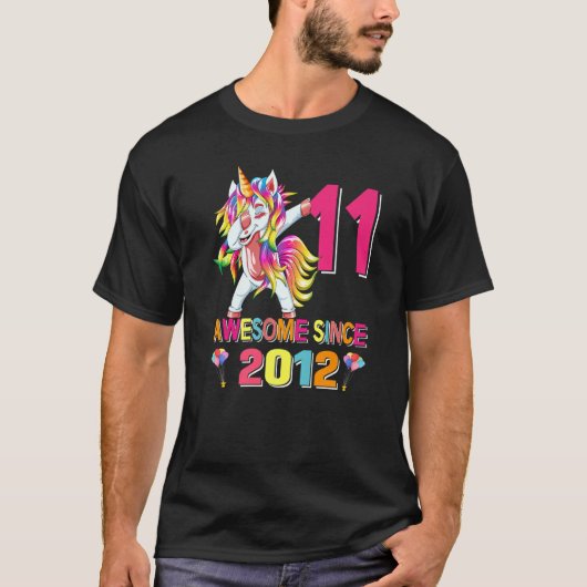 T-shirt Magnifique Depuis 2012 Dabbing Unicorn 11 Ans Bir (Devant)