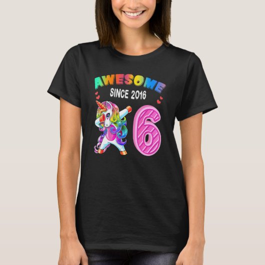 T-shirt Magnifique depuis 2016 Dabbing Unicorn 6e annivers (Devant)