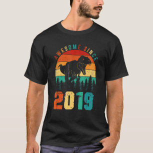 T-shirt Magnifique depuis 2019 Retro Dinosaur Boys 4ème Bi