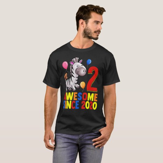 T-shirt Magnifique depuis 2020 2ème anniversaire Zebra col (Devant entier)