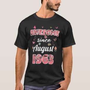 T-shirt Magnifique depuis août 1963 fleurs 1963 août Birt
