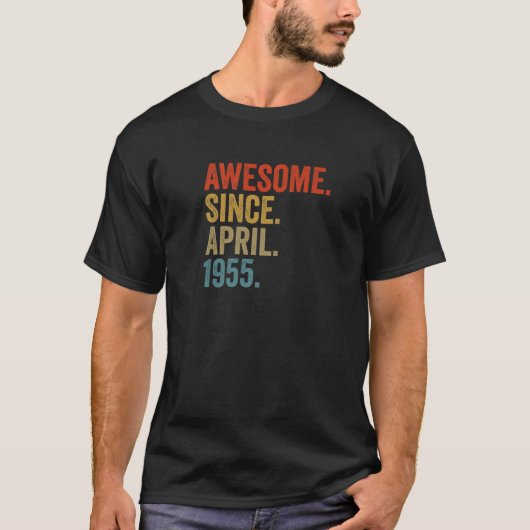 T-shirt Magnifique Depuis Avril 1955 67E Anniversaire Vint (Devant)