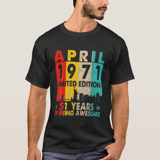 T-shirt Magnifique Depuis Avril 1971 51E Anniversaire Ret (Devant)
