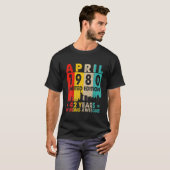 T-shirt Magnifique Depuis Avril 1980 42E Anniversaire Vint (Devant entier)