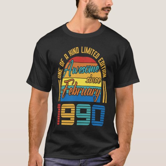 T-shirt Magnifique Depuis Février 1990 33 Ans 33e Birt (Devant)