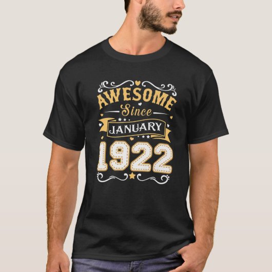 T-shirt Magnifique Depuis Janvier 1922 100 Ans 100E Bir (Devant)