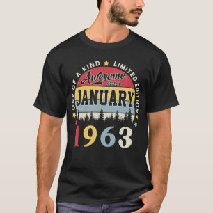 T-shirt Magnifique Depuis Janvier 1963 Vintage Anniversair