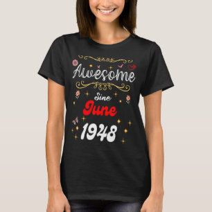 T-shirt Magnifique Depuis Juin 1948 Fleurs d'Anniversaire