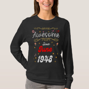 T-shirt Magnifique Depuis Juin 1948 Fleurs d'Anniversaire