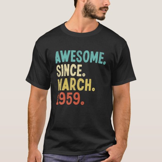 T-shirt Magnifique Depuis Mars 1959 63E Anniversaire 63 An (Devant)