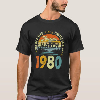 T-shirt Magnifique Depuis Mars 1980 Vintage 42E Anniversai
