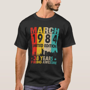 T-shirt Magnifique Depuis Mars 1984 38E Anniversaire Vinta