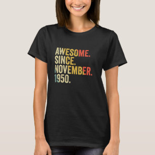 T-shirt Magnifique Depuis Novembre 1950 Cadeaux 72 Ans 72n
