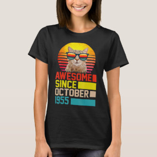 T-shirt Magnifique depuis octobre 1955 67th Birthday Cat M