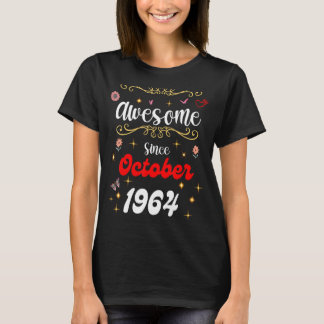 T-shirt Magnifique Depuis Octobre 1964 Fleurs d'anniversai