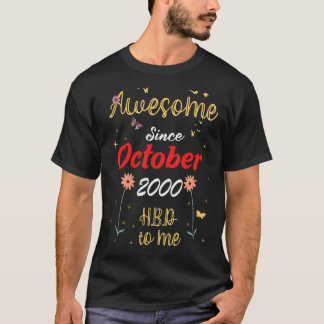 T-shirt Magnifique Depuis Octobre 2000 Anniversaire Fleurs