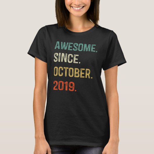 T-shirt Magnifique Depuis Octobre 2019 3e Anniversaire 3 A (Devant)
