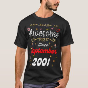 T-shirt Magnifique Depuis Septembre 2001 Fleurs d'Annivers