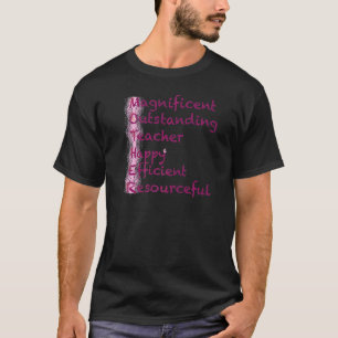 T-shirt Magnifique Enseignant exceptionnel Happy Efficient