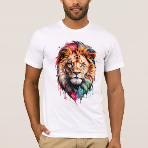 T-shirt Magnifique Lion Artistique à l'Aquarelle Gras 