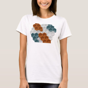 T-shirt Magnifique motif en nid d'abeille HEXAGONAL rose