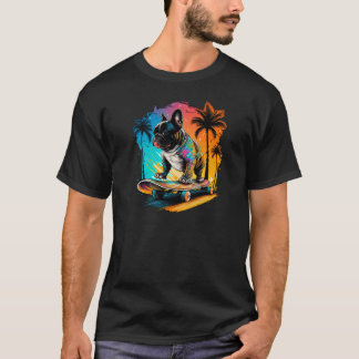 T-shirt Magnifique œuvre d'art de pug patinant : adorable