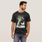 T-shirt Magpie Bird Xmas Tree Lighting Santa Hat Magpie Ch (Devant entier)