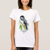 T-shirt Magpie, Oiseau, Jardin, Nature, Faune (Devant)
