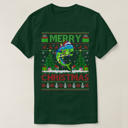 T-shirt Mahi Mahi Fish Lover Xmas Tree Santa Mahi Mahi Chr (Design devant)