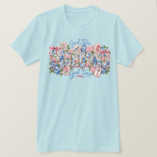 T-shirt Mahjong Bonnes Tuiles Bon Temps Chinoiserie Floral