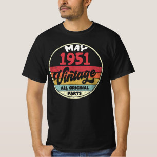T-shirt Mai 1951 Vintage Tous Original Cadeau Rétro
