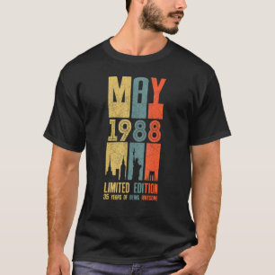 T-shirt Mai 1988 35 Anniversaire 35 Ans 1988 Anniversaire