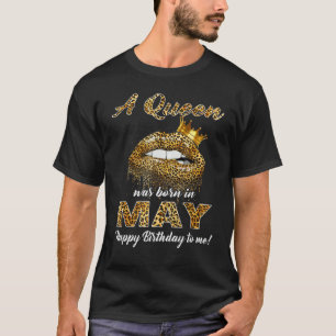 T-shirt Mai Né Anniversaire Dans Une Bonne Lèvres Leopards
