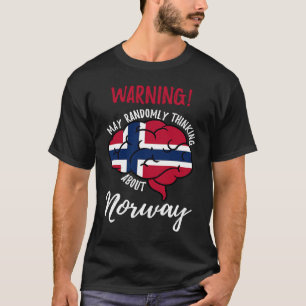 T-shirt Mai Randomly Penser À La Norvège Racines Norvégien