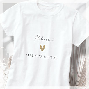 T-shirt Maid of Honor Gold Heart Script moderne