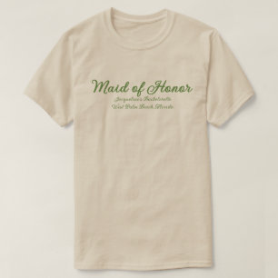T-shirt Maid of Honor Green Beige Wedding Party tenue