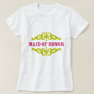 T-shirt Maid of Honor (Rose chaud et Chartreuse)